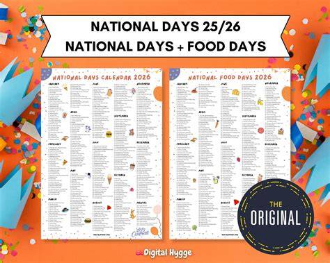 national food day calendar