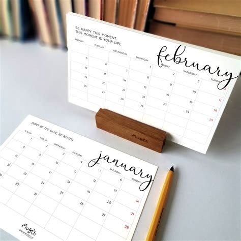 Desk Calendar With Stand