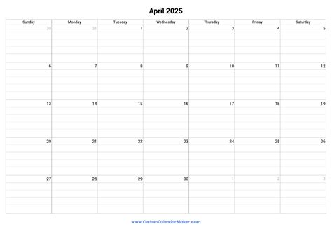 april 2025 calendar printable pdf