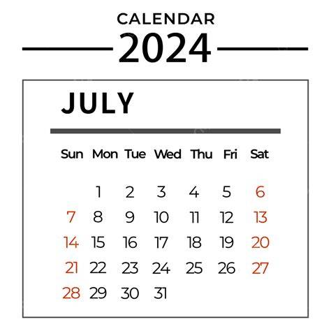july 2024 calendar