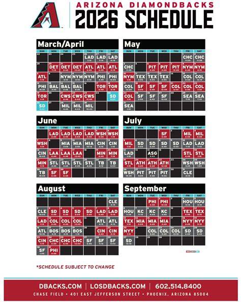 Diamondbacks Schedule Printable