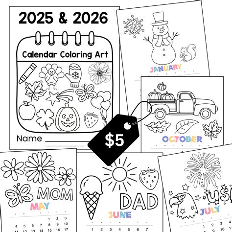 coloring calendar 2025