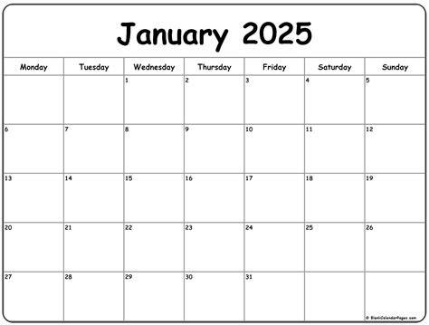 january 2025 calendar