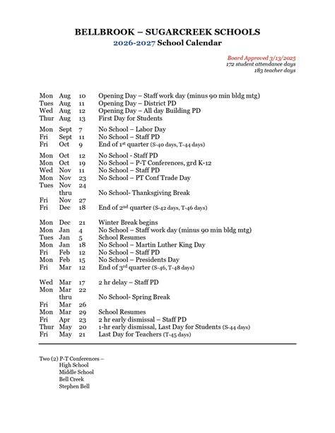sugarcreek schools calendar