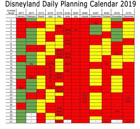 Disneyland Busy Day Calendar