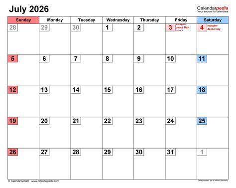 july 2026 calendar