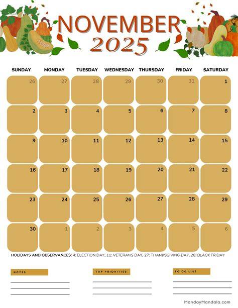 november 2025 calendar