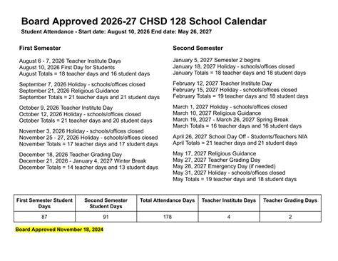 District 128 Calendar