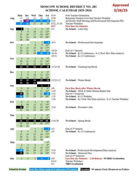 District 281 Calendar