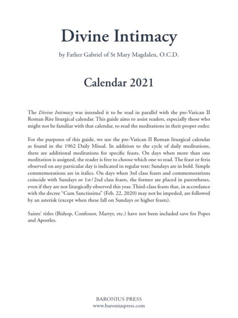 Divine Intimacy Calendar 2024