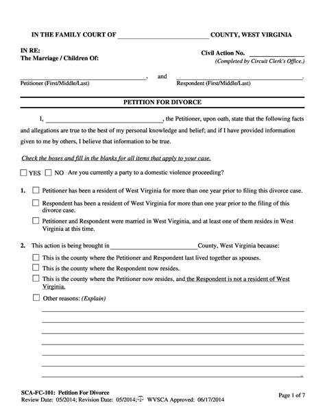 Divorce Papers Free Printable