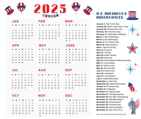 2025 holiday calendar