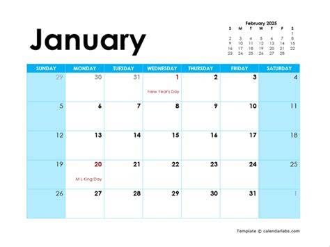 blank calendar 2025