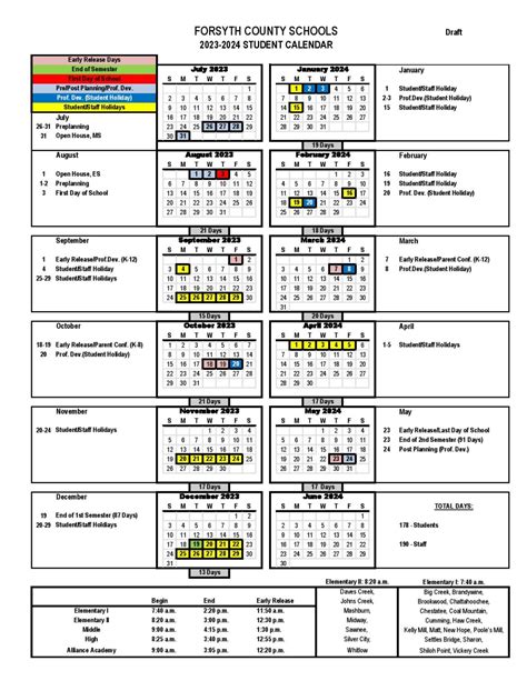 forsyth county schools calendar