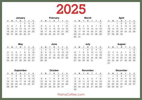 free 2025 calendar by mail