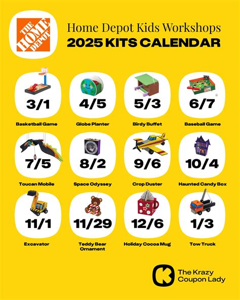 home depot kids workshop calendar