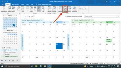 how to outlook calendar sharing