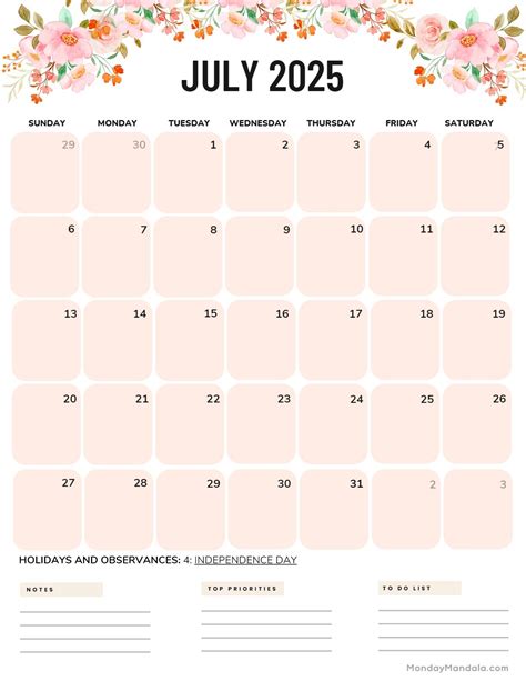 july 2025 calendar printable
