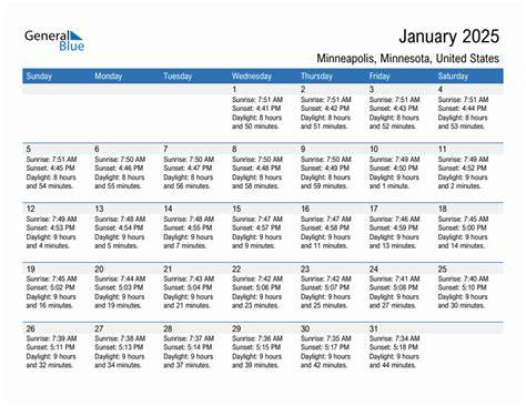 sunset calendar minneapolis