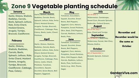 zone 9 planting calendar