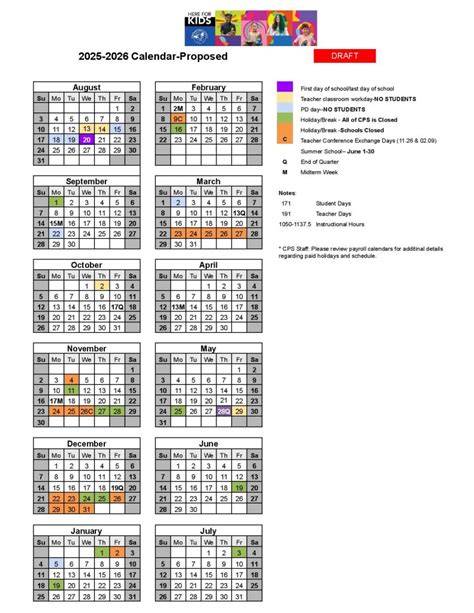 cps public schools calendar