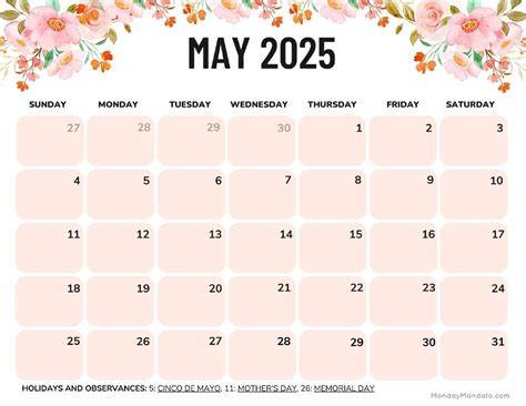 may 2025 calendar