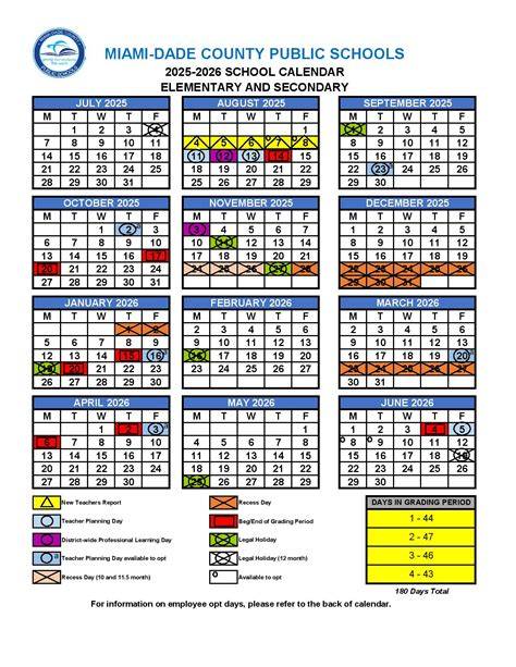 calendar for miami dade public schools