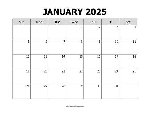 january 2025 calendar
