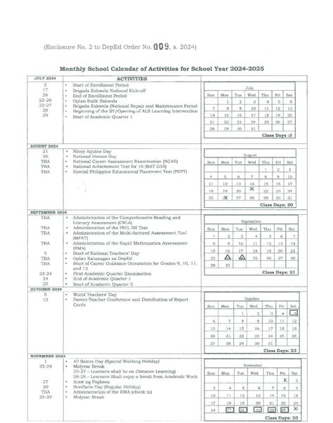 2024 and 2025 school calendar