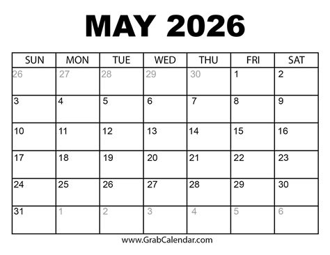 may 2026 calendar