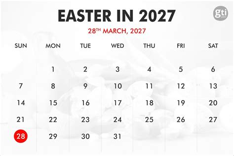 Easter 2027 Calendar