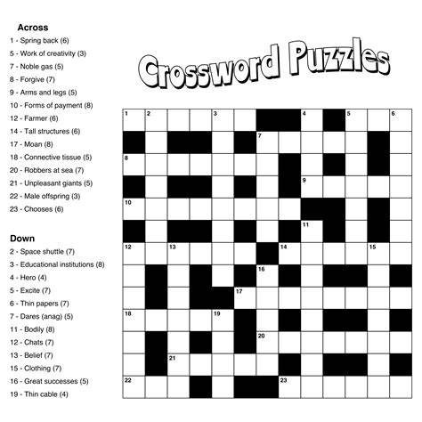 Easy Printable Crossword