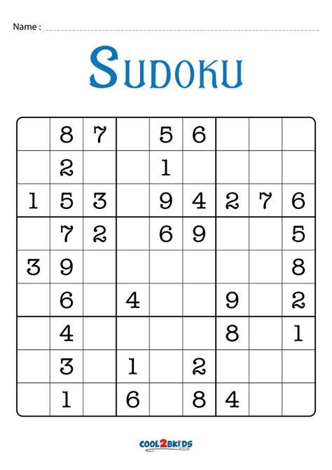 Easy Sudoku Printable Free