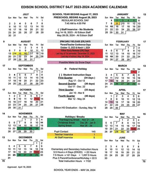Edison School Calendar 24 25