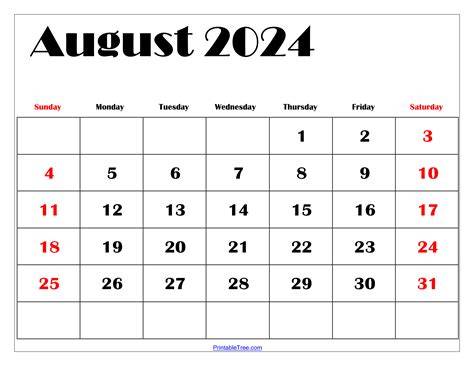 august 2024 calendar