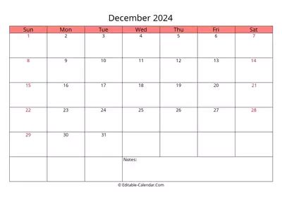calendar december 2024