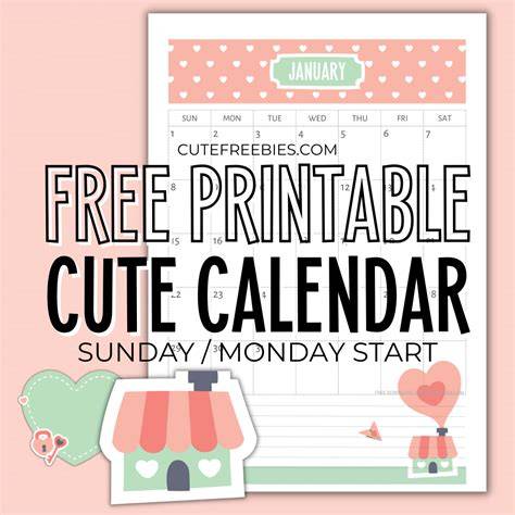 cute blank calendar
