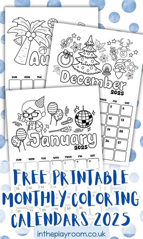 free printable coloring calendar 2025
