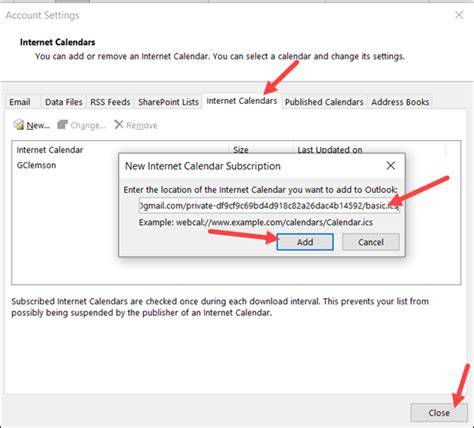 internet calendar subscriptions reported error