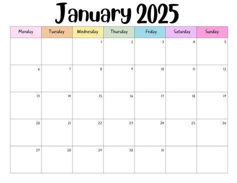 january 2025 calendar