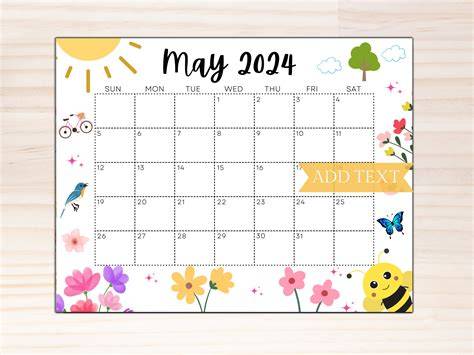 Editable May Calendar