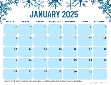 printable january 2025 calendar