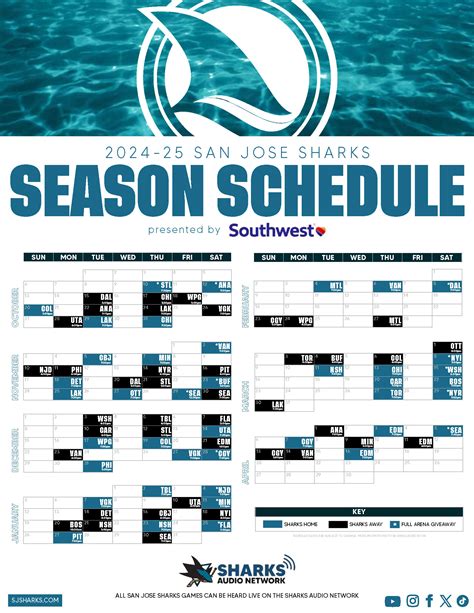 san jose sharks calendar