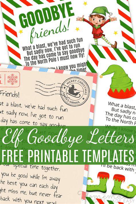 Elf Goodbye Letter Free Pdf Printable