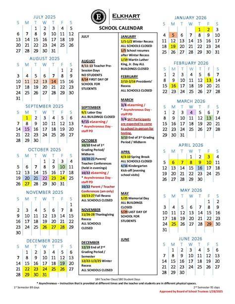 Elkhart Schools Calendar