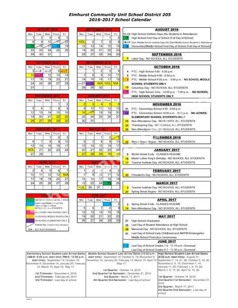 Elmhurst Calendar 2025
