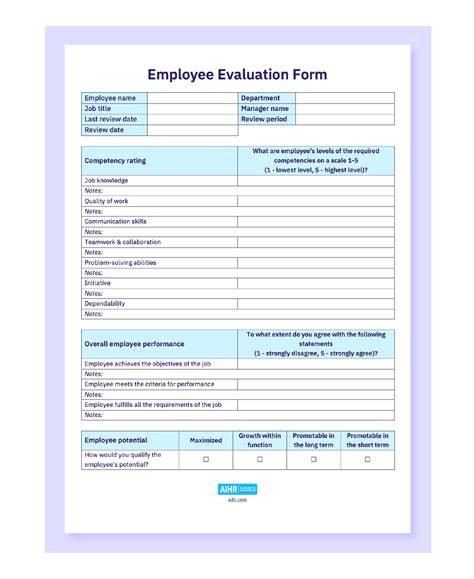 Employee Evaluation Forms Printable