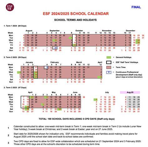 Esf Calendar 24 25