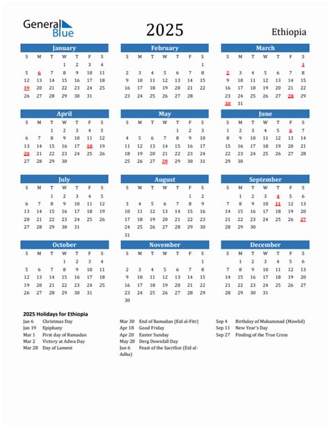 Ethiopian Calendar 2025