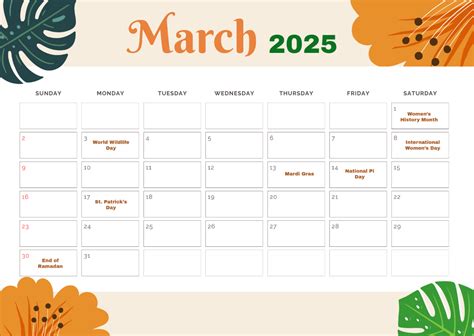 Event Calendar For March